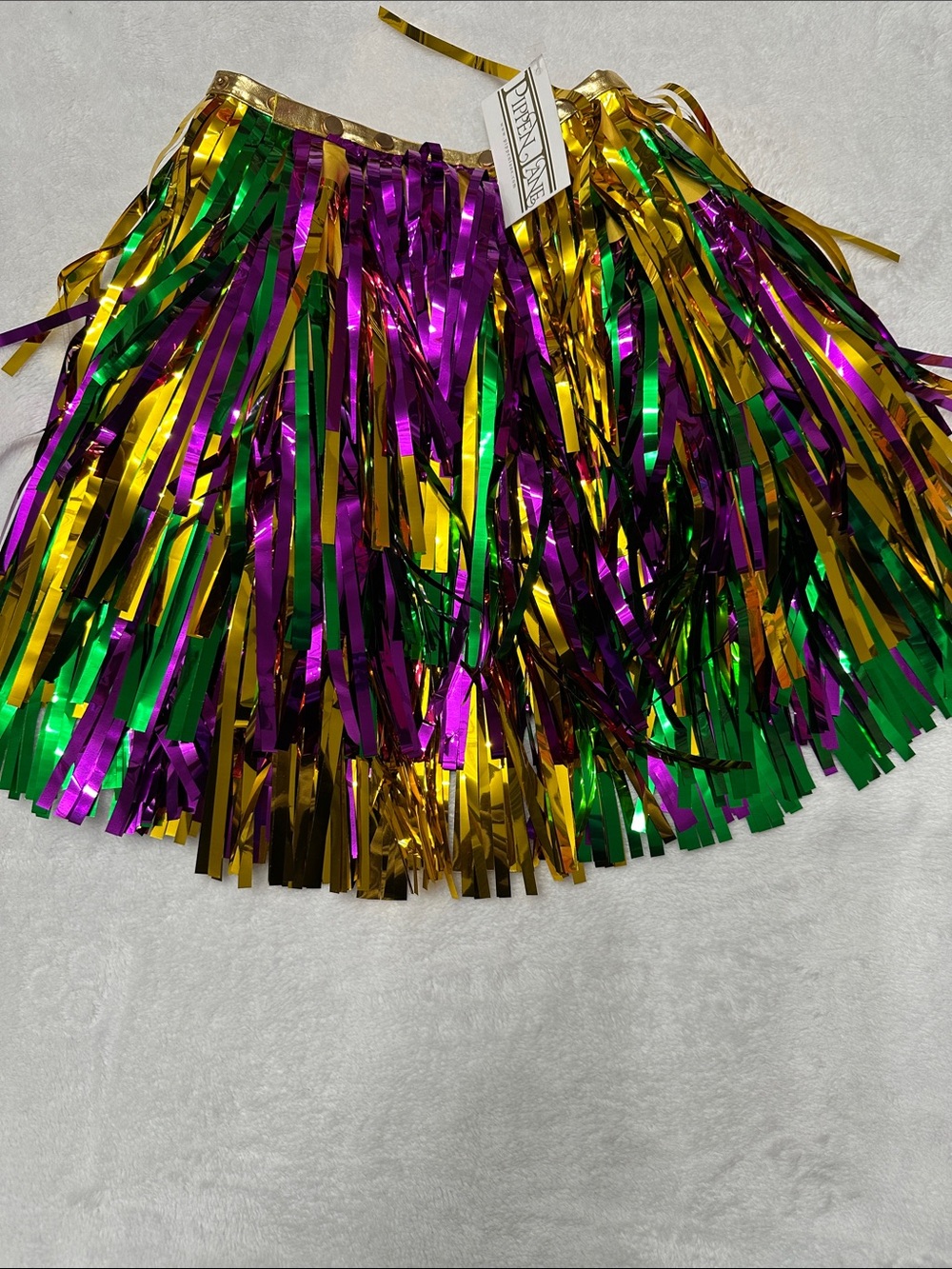 Metallic Fringe Party Skirt for Kids - Green, Purple & Gold
